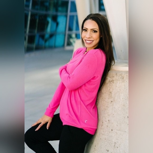 ZYIA Tops - New with tags Zyia active fuchsia boyfriend sweater